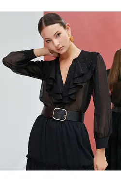 یقه پارچه ابریشمی با دکمه شفاف شفاف - یاری شاپ