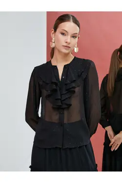 یقه پارچه ابریشمی با دکمه شفاف شفاف - یاری شاپ