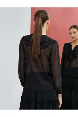 یقه پارچه ابریشمی با دکمه شفاف شفاف - یاری شاپ