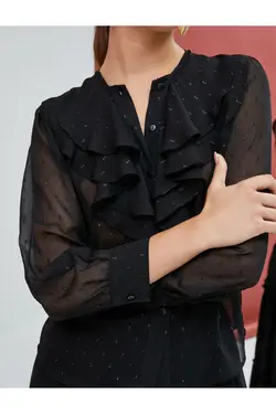 یقه پارچه ابریشمی با دکمه شفاف شفاف - یاری شاپ