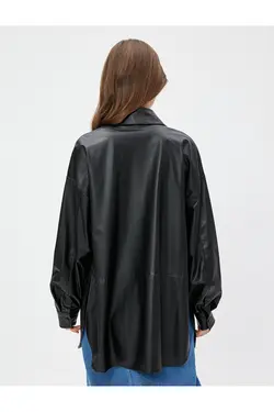 یقه پیراهن استاندارد پیراهن زنانه مشکی ساده 4WAK60004EW - یاری شاپ