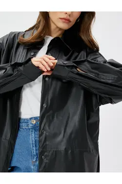 یقه پیراهن استاندارد پیراهن زنانه مشکی ساده 4WAK60004EW - یاری شاپ