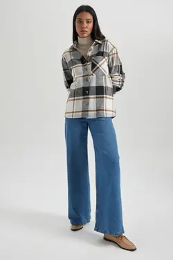 یقه پیراهن پیراهن آستین بلند فلانل - یاری شاپ