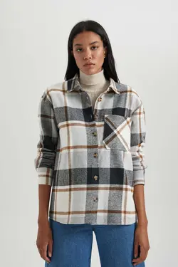 یقه پیراهن پیراهن آستین بلند فلانل - یاری شاپ