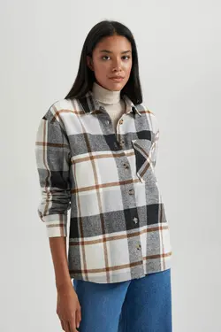 یقه پیراهن پیراهن آستین بلند فلانل - یاری شاپ