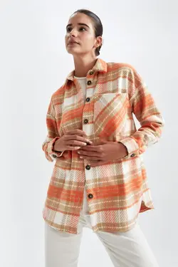 یقه پیراهن پیراهن آستین بلند فلانل - یاری شاپ