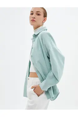 یقه دکمه دار پیراهن مخملی بزرگ - یاری شاپ