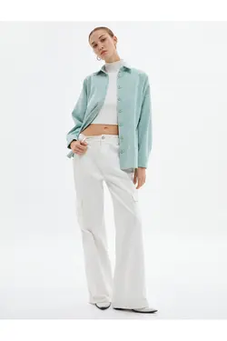 یقه دکمه دار پیراهن مخملی بزرگ - یاری شاپ