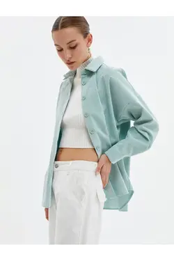 یقه دکمه دار پیراهن مخملی بزرگ - یاری شاپ