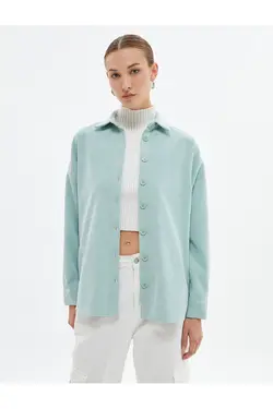 یقه دکمه دار پیراهن مخملی بزرگ - یاری شاپ