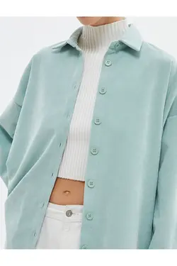 یقه دکمه دار پیراهن مخملی بزرگ - یاری شاپ