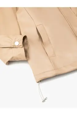 یقه ژاکت چرم با جزئیات جیب خز مصنوعی - یاری شاپ