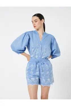 یقه قاضی آستین بادکنکی پیراهن گلدوزی - یاری شاپ