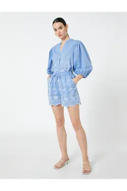 یقه قاضی آستین بادکنکی پیراهن گلدوزی - یاری شاپ