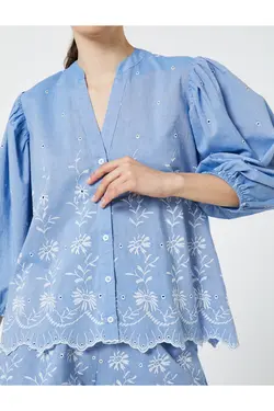 یقه قاضی آستین بادکنکی پیراهن گلدوزی - یاری شاپ