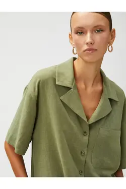 یقه کت آستین کوتاه پیراهن کتان - یاری شاپ