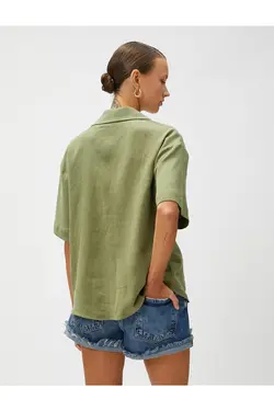 یقه کت آستین کوتاه پیراهن کتان - یاری شاپ