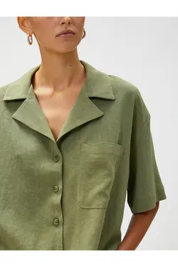 یقه کت آستین کوتاه پیراهن کتان - یاری شاپ