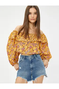 یقه مدونا با طرح قومی بریده بریده - یاری شاپ