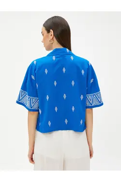 یقه یقه آستین کوتاه پیراهن طرح قومی - یاری شاپ