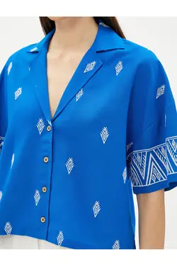 یقه یقه آستین کوتاه پیراهن طرح قومی - یاری شاپ