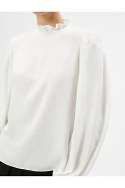 بلوز آستین بادکنکی با یقه فری و آستین های ویسکوز الاستیک - یاری شاپ