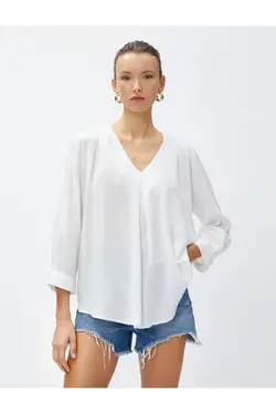 بلوز یقه ویسکوز با جزئیات پلیسه - یاری شاپ