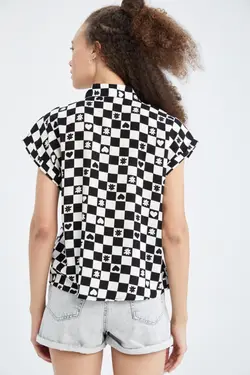 پیراهن Relax Fit با طرح هندوانه یقه پیراهن آستین کوتاه ویسکوز - یاری شاپ