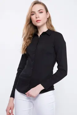 پیراهن آستین بلند پایه زنانه I5278AZ.19SP.BK27 - یاری شاپ