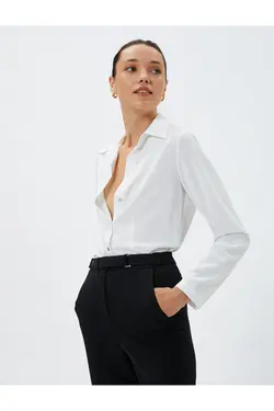 پیراهن آستین بلند دکمه دار یقه کلاسیک - یاری شاپ