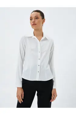 پیراهن آستین بلند دکمه دار یقه کلاسیک - یاری شاپ