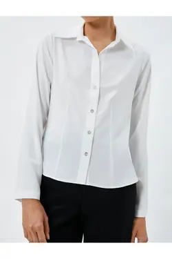 پیراهن آستین بلند دکمه دار یقه کلاسیک - یاری شاپ