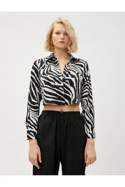 پیراهن آستین بلند ساتن طرح دار زبرا - یاری شاپ