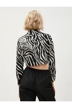 پیراهن آستین بلند ساتن طرح دار زبرا - یاری شاپ