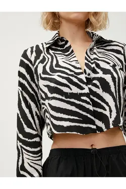 پیراهن آستین بلند ساتن طرح دار زبرا - یاری شاپ