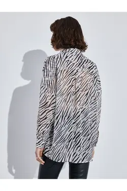 پیراهن آستین بلند شیفون طرح دار گورخر - یاری شاپ