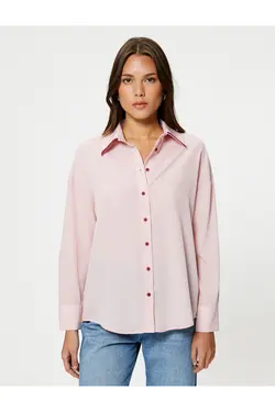 پیراهن آستین بلند کلاسیک دکمه دار با تناسب منظم - یاری شاپ