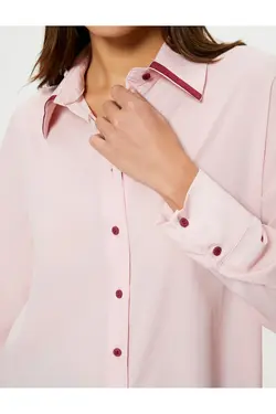 پیراهن آستین بلند کلاسیک دکمه دار با تناسب منظم - یاری شاپ