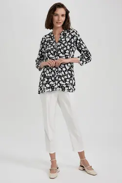 پیراهن آستین بلند یقه خدمه فیت منظم - یاری شاپ