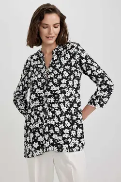 پیراهن آستین بلند یقه خدمه فیت منظم - یاری شاپ