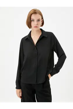 پیراهن آستین بلند یقه کلاسیک با دکمه های منظم - یاری شاپ