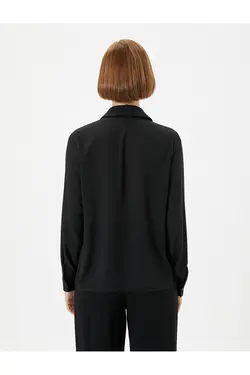 پیراهن آستین بلند یقه کلاسیک با دکمه های منظم - یاری شاپ