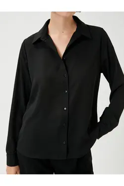 پیراهن آستین بلند یقه کلاسیک با دکمه های منظم - یاری شاپ