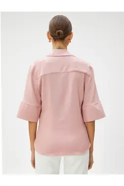 پیراهن آستین کوتاه با جزییات کراوات نامتقارن - یاری شاپ