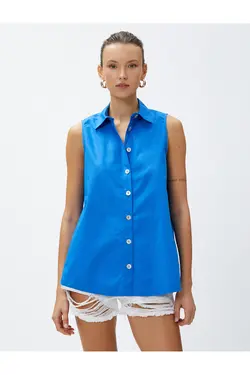 پیراهن بدون آستین دکمه دار نخی - یاری شاپ