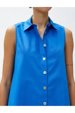 پیراهن بدون آستین دکمه دار نخی - یاری شاپ