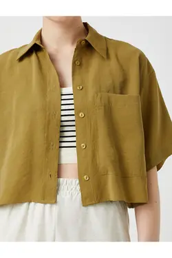 پیراهن برش جیب آستین کوتاه ترکیبی - یاری شاپ