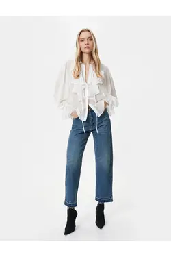 پیراهن پارچه ابریشمی شفاف با دکمه‌های آستین بلند - یاری شاپ