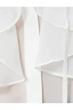 پیراهن پارچه ابریشمی شفاف با دکمه‌های آستین بلند - یاری شاپ