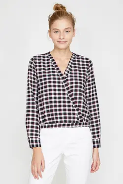 پیراهن چهارخانه مشکی زنانه 0KAL68460OW - یاری شاپ